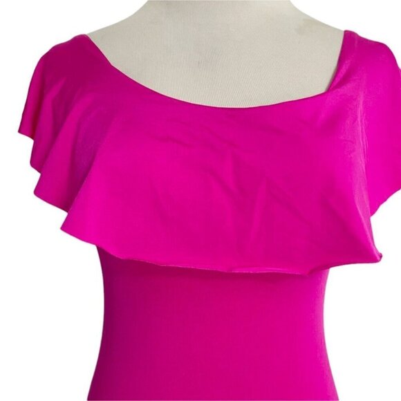 Trina Turk Size 2  One Piece Off The Shoulder Bathing Suit Swimwear Ruffle - Picture 4 of 9